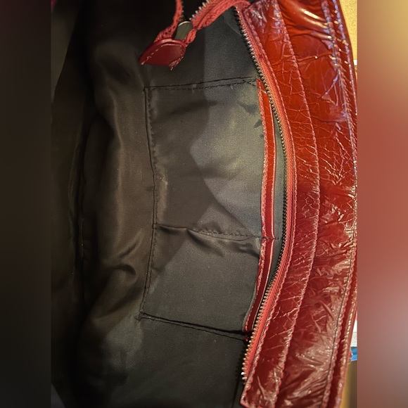 BURBERRY Burgundy Patent Beat Nova Check Floral Satchel Bag Purse HOST PICK - Picture 11 of 15